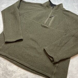Smartwool Mens Hudson Trail Fleece Pullover Sweater Size S Khaki Green 1/4 Zip